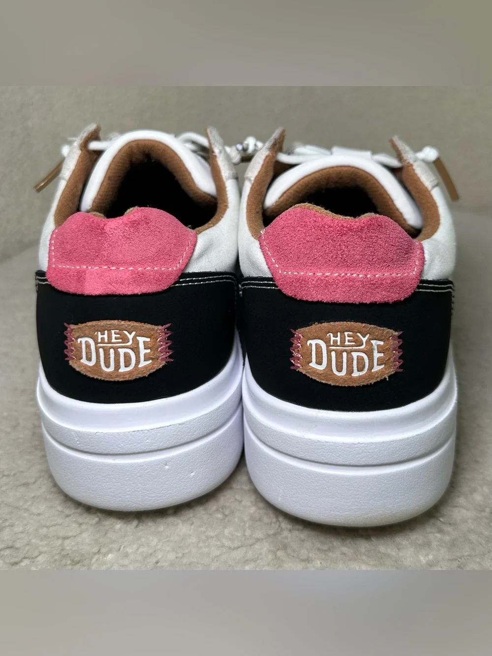 Hey Dude Hudson Lift Colorblock Platform Sneakers White Blue Pink Cute Colorful